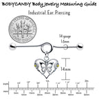 14G Yellow CZ Gem Heart Flower Butterfly Project Bar 38mm