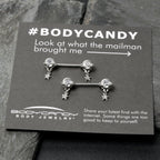 14G 9/16 Clear CZ Gem Starry Saturn Dangle Nipple Ring Set