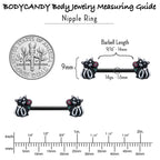 14G 9/16 Black Funky Skunk Barbell Nipple Ring Set
