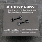 14G 9/16 Black Funky Skunk Barbell Nipple Ring Set
