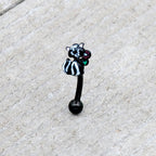 16G 5/16 Black Funky Skunk Curved Eyebrow Ring