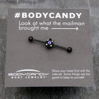 14G Purple Gem Black Scrolling Hearts Industrial Barbell 38mm