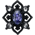 20G 7mm Purple Gem Black Scrolling Hearts L Shape Nose Ring