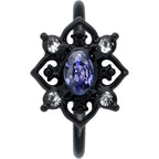 20G 5/16 Purple Gem Black Scrolling Hearts Nose Hoop