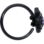 20G 5/16 Purple Gem Black Scrolling Hearts Nose Hoop