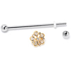 14G Clear Gem Filigree Flower Fantasy Industrial Barbell 38mm