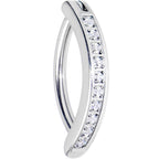 14G 1/2 Implant Grade Titanium CZ Paved Hinged Hoop Belly Ring