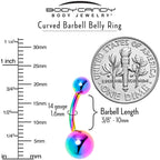 Rainbow ASTM F-136 Implant Grade Titanium Internally Threaded Belly Ring
