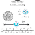 14G Loving Blue Whales Industrial Barbell 38mm
