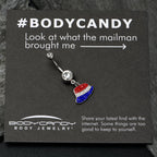 Red Blue Clear Gem Patriotic Hat Dangle Belly Ring