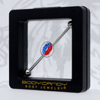 14G Inlay Patriotic Kissy Lips Industrial Barbell 38mm