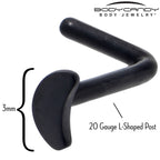 20G 1/4 Black ASTM F-136 Implant Grade Titanium Moon End L Shape Nose Ring