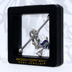 14G Clear Gem Floral Mermaid Moon Dangle Project Bar 38mm