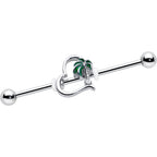 14G Clear Gem Palm Tree Love Heart Industrial Barbell 38mm