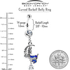 Clear Gem Floral Mermaid Moon Dangle Belly Ring