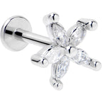 16G 5/16 Clear CZ Gem Flower Fantastic Internally Threaded Labret
