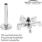16G 5/16 Clear CZ Gem Flower Fantastic Internally Threaded Labret