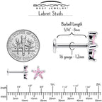 16G 5/16 Pink CZ Gem Flower Fantastic Internally Threaded Labret