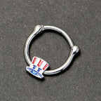 16G 3/8 Patriotic Uncle Sam Top Hat Cartilage Clicker