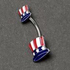 Patriotic Uncle Sam Top Hat Double Mount Belly Ring