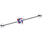 14G Patriotic Pinwheel Industrial Barbell 38mm