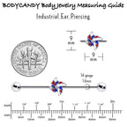 14G Patriotic Pinwheel Industrial Barbell 38mm