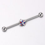 14G Patriotic Pinwheel Industrial Barbell 38mm