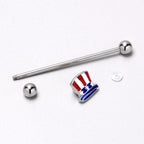 14G Patriotic Uncle Sam Top Hat Industrial Barbell 38mm
