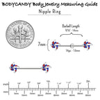 14G 9/16 Patriotic Pinwheel Barbell Nipple Ring Set
