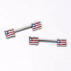 14G 9/16 Patriotic Flag Barbell Nipple Ring Set