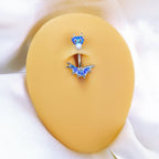 Sea Monster Glitter Blue Double Mount Belly Ring