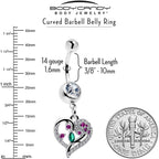 Emerald Passion CZ Gem Heart Dangle Belly Ring