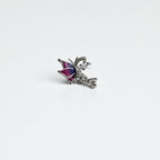 20G 7mm Clear Gem Purples Dazzling Butterfly L Shape Nose Ring