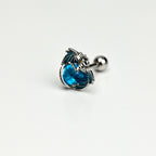 16G 5/16 Blue CZ Gem Heart Of Dragon Cartilage Tragus Earring