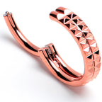 16G 5/16 Rose Gold PVD Pyramid Cut Double Hoop 316L Surgical Steel Hinged Segment Ring