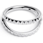 16G 5/16" 316L Steel Double Spike Precision Hinged Segment Ring