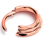 16G 5/16 Rose Gold PVD Faceted Triple Stack Hoop Titanium Hinged Segment Ring