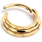 16G 3/8 Gold PVD Faceted Triple Stack Hoop Titanium Hinged Segment Ring