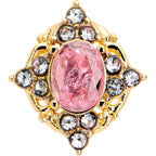 16G Pink Tourmaline Gold Tone Wondrous Glam Flat Back Earring
