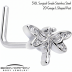 20G 7mm Dragonfly Colors L Shape Nose Ring