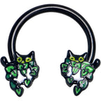 16G 3/8 Black Pouncing Cat Horseshoe Circular Barbell