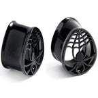 Black Spider Web Double Flare Teardrop Tunnel Plug Set Sizes 8mm to 16mm