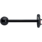 Red CZ Gem Black Scroll Moon Heart Barbell Tongue Ring