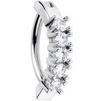 14G 3/8 Clear Gem Grade 23 Titanium Hinged Hoop Belly Ring