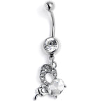 Clear CZ Gem Abstract Style Butterfly Dangle Belly Ring