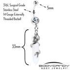 Clear Gem Mermaid Rider Dangle Belly Ring
