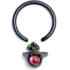 16G 3/8 Black Red Eye Witch Hat Captive Ring