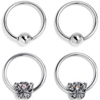 16G 3/8 Aurora Gem Butterfly Ornate BCR Captive Ring Set of 4