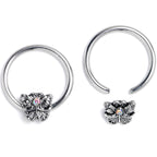 16G 3/8 Aurora Gem Butterfly Ornate BCR Captive Ring Set of 4
