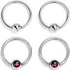 16G 3/8 Cherry Ball BCR Captive Ring Set of 4